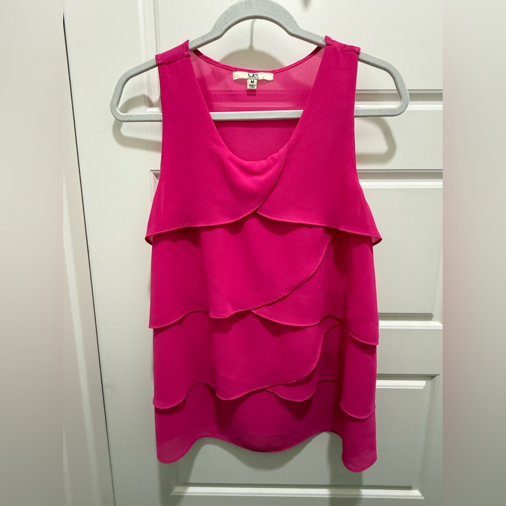 Ya Los Angeles Hot Pink Sleeveless Ruffle Top. Size Medium.